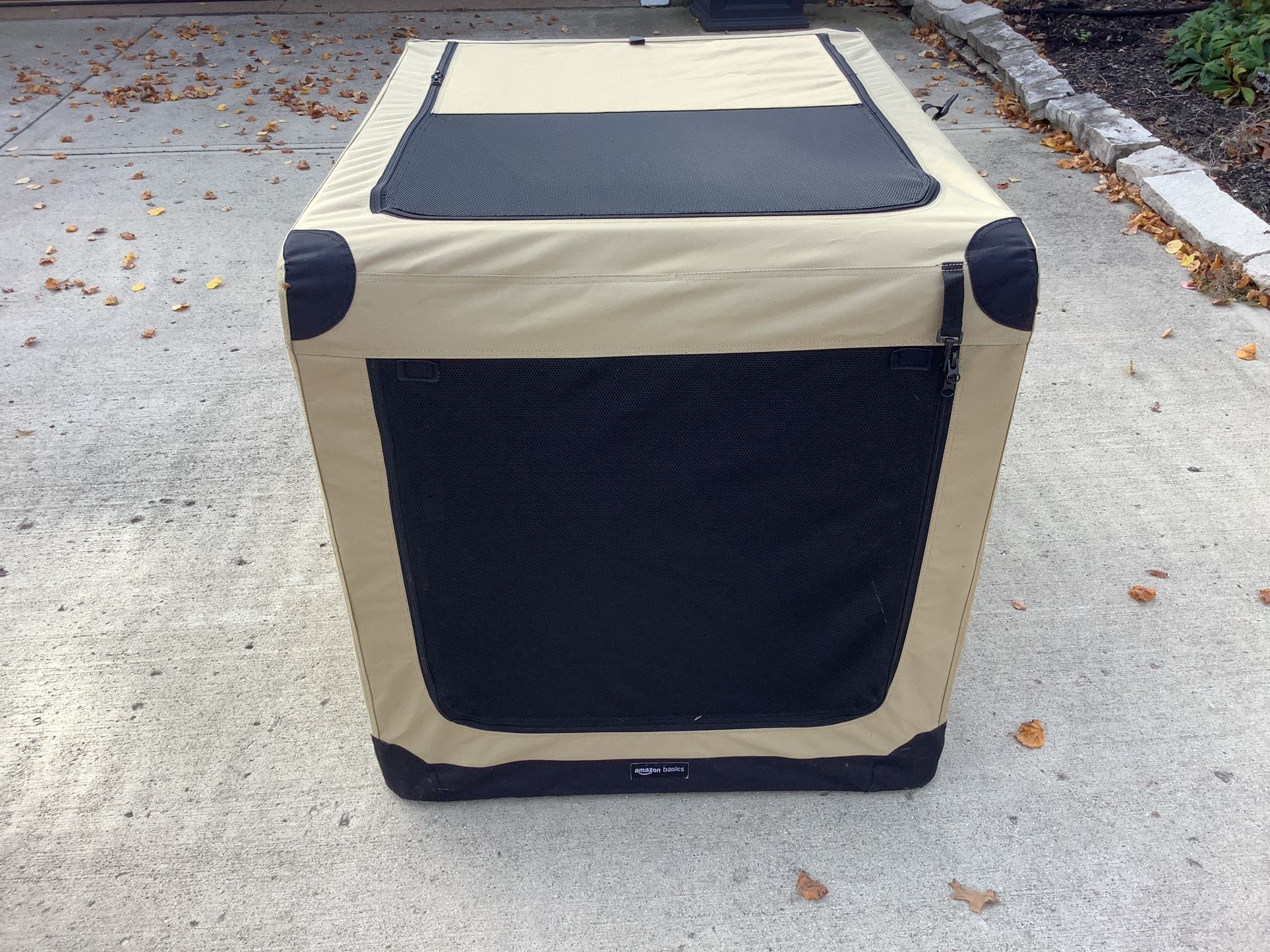 NEW! 2-Door Portable Soft-Sided Folding Soft Dog Travel Crate Kennel Medium Tan