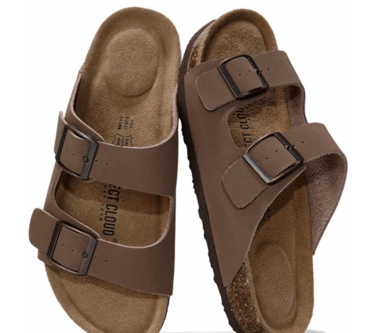 Project Cloud Genuine Leather Flat Sandals Women 2025 Beach Essentials Womens Sandals Memory Foam Vacation Essentials Slides for Women Footwear