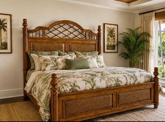 Authentic Tommy Bahama king bed and 2 night stands
