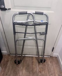 Medline Two Button Folding Walker With 5” Wheels