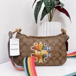 Coach Jes Baguette In Signature Canvas With Coach Radial Rainbow