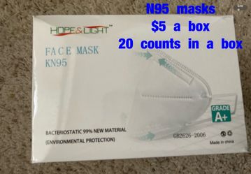 N95  masks  -  $4  a  box  (20  counts  in  a  box)