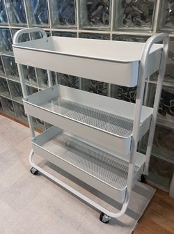 3 tier Rolling Cart-Like New! White