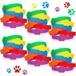 36 Pieces Paw Print Silicone Wristband Paw Print Rubber Bracelets Dog Patrol Str