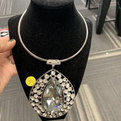Clear Rhinestone Statement Necklace