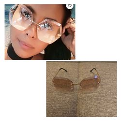 Luxury Women Crafted Oversized Rimless Sunglasses