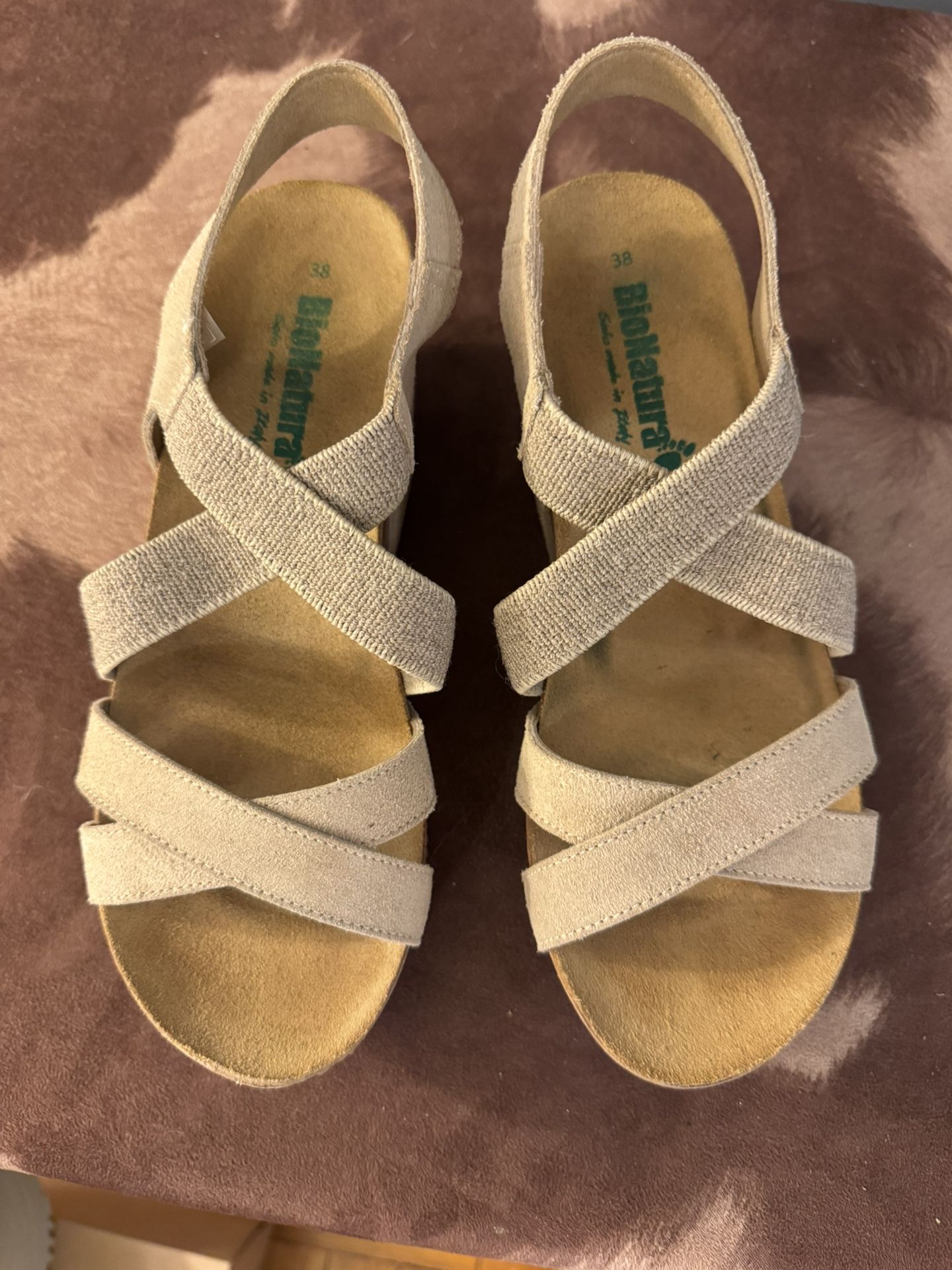 BioNatura Beige Wedge Sandals
