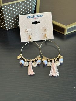 Gold Hoop Earrings with Tassels and Charms