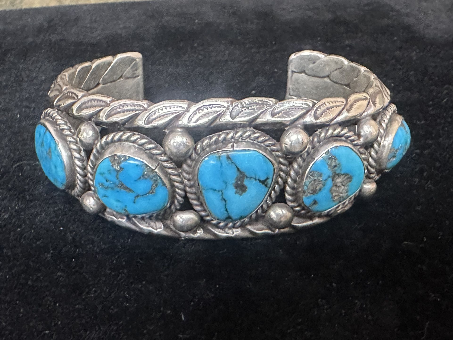 Silver Bracelet With Turquoise Stones 87.5 Grams $400