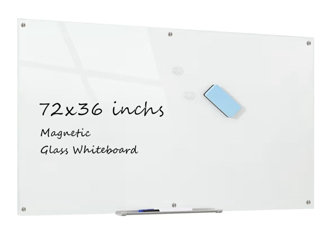 Glass Whiteboard Magnetic Dry Erase Board 6' x 3’ NIB