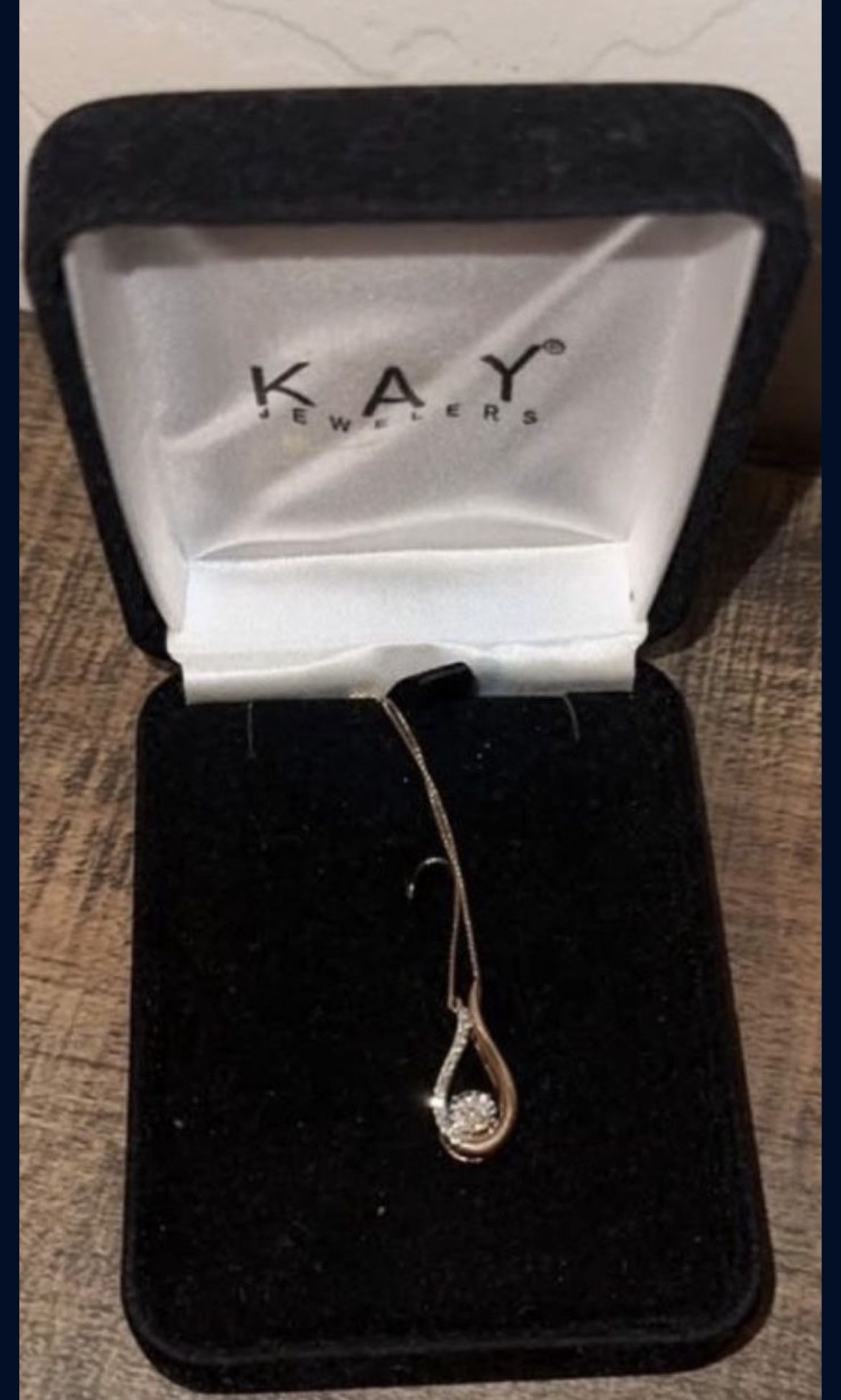 Diamond In Rhythm Floating Diamond Charm Box Chain.Rose Gold 1/4 Karat 10k
