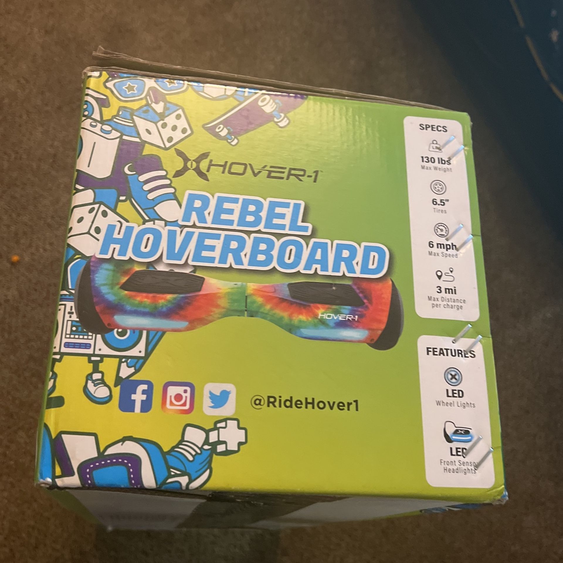 Tie Die Rainbow Hoverboard