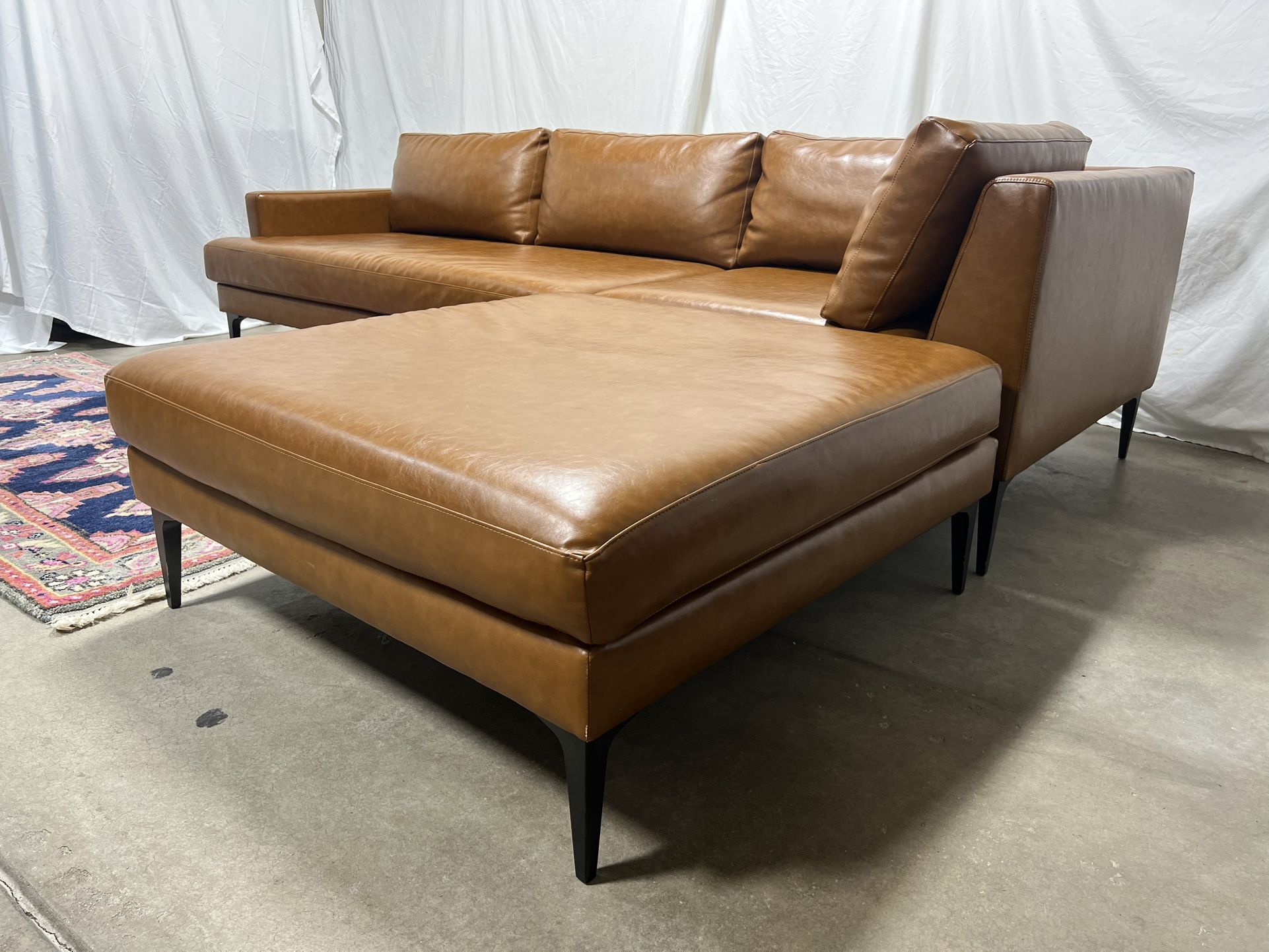 Free Delivery‼️ West Elm Andes 105” Leather Sectional In Saddle Vegan Leather
