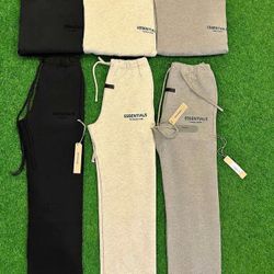 Fear of God Essentials Hoodie and Sweats Set Dark Grey Light Grey Black Uncuffed