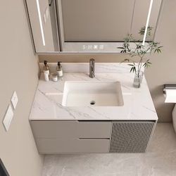#262 37-in Wide Vanity Top with 4-in Backsplash Carrara White Marble Design Sintered Stone Materia