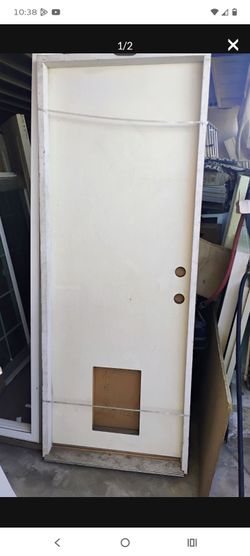 30x80 prehung door exterior left hand fiberglass, with doggy door opening