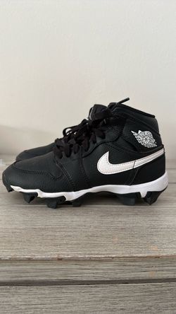 Baseball Cleats- Kids Black and White Jordan 1Mod