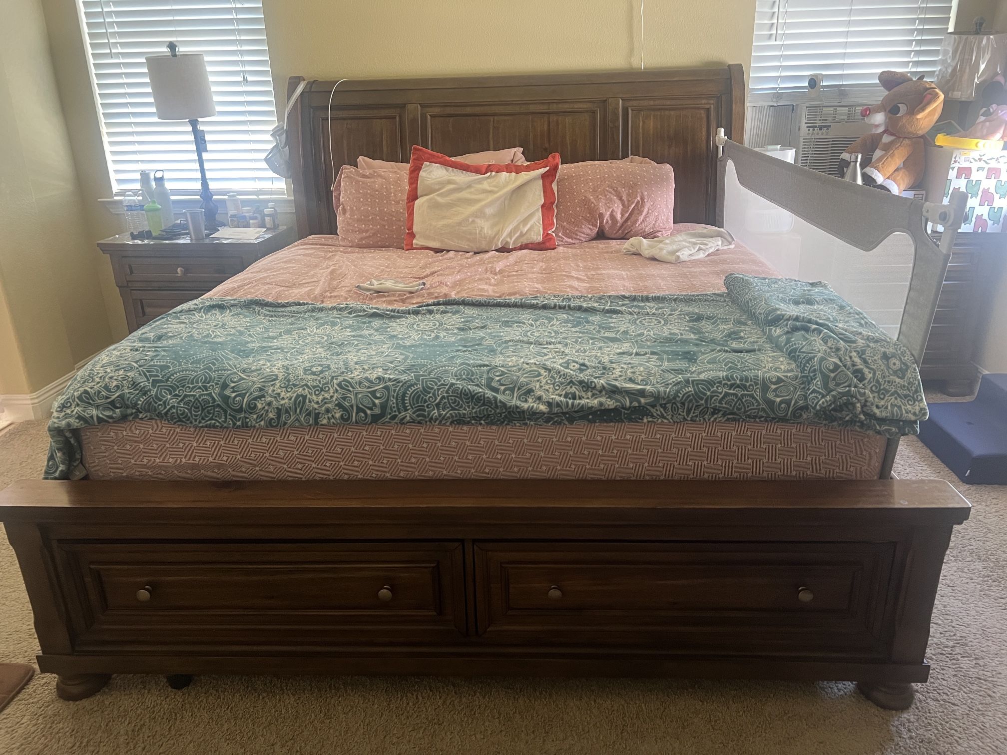 Ashley Brown King Bed With Drawers