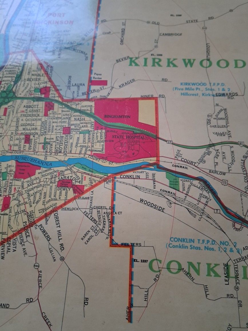 Greater Binghampton Pull Down School Wall Map