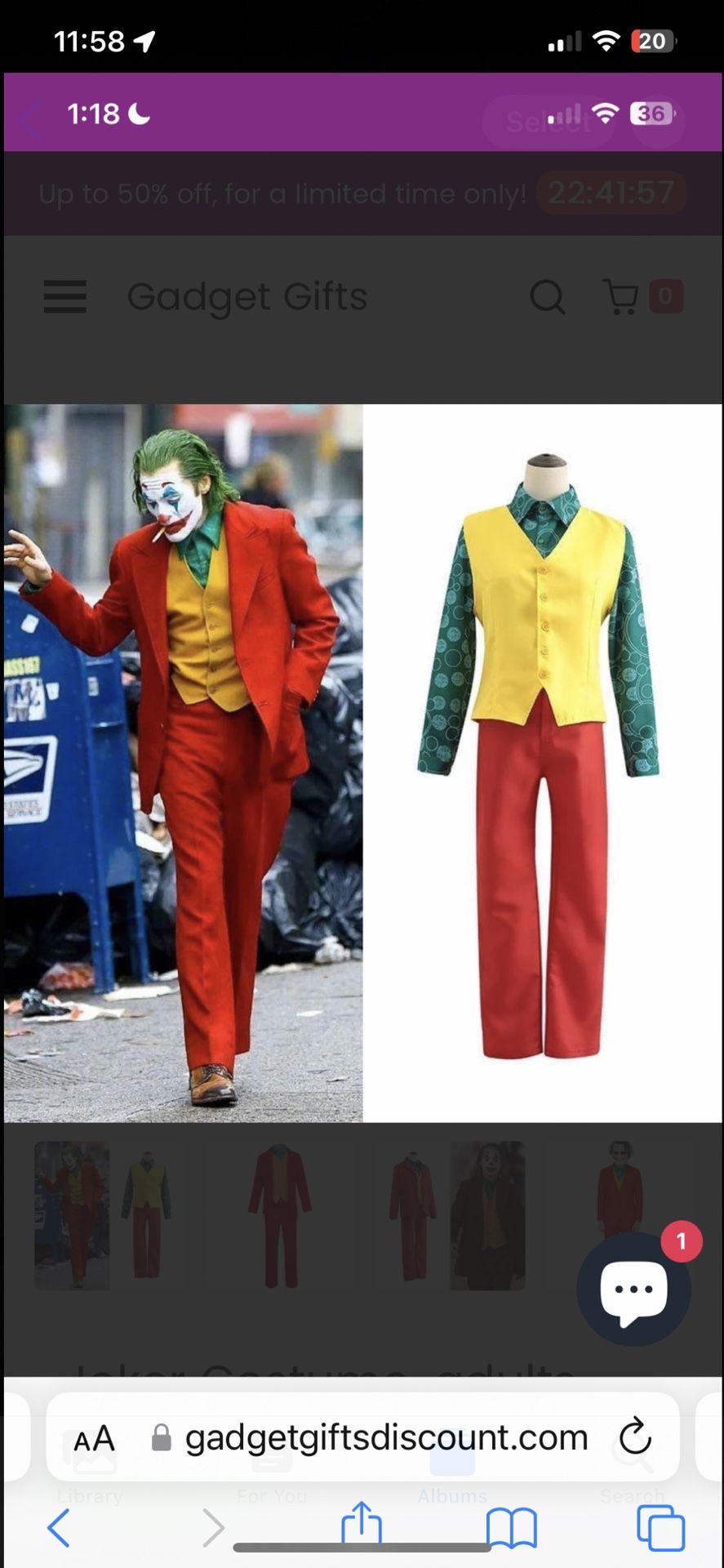 *NEW Joker Costume,  50% Off