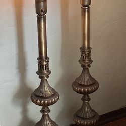 Vintage Pair of Brass Torchiere
