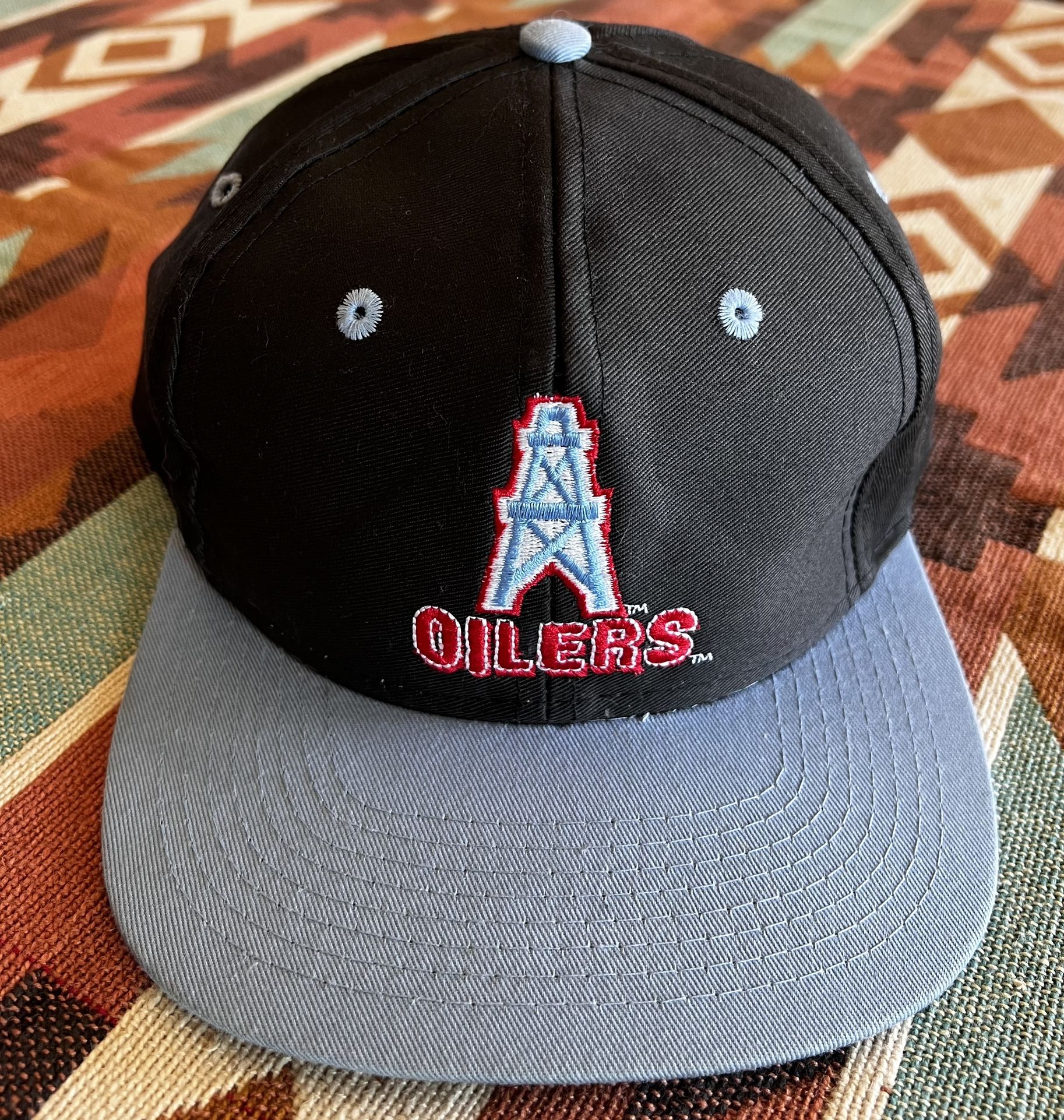 Rare 90’s Vtg Team NFL Competitor Logo 7 Tennessee Houston Oilers Snap Back Hat