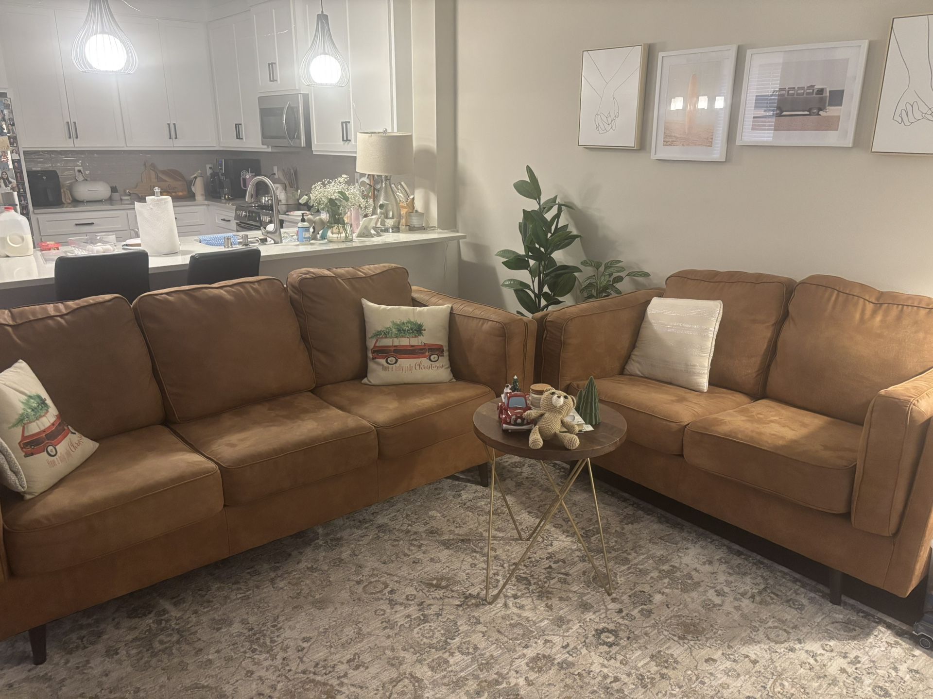 Faux Leather Sofa And Loveseat( 2-piece)