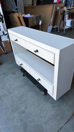 Cream leather console table