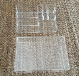 CLEAR MAKEUP ORGANIZER SHELF AND DRAWER 2 PIECE BUNDLE
