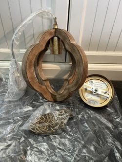 SAMTEEN Farmhouse Wooden Pendant Lights Kitchen Island, Rustic, 1-Light. Adjustable Chain.