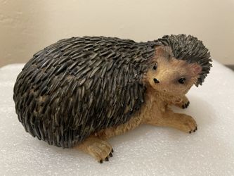 Sculpted Black Pottery Hedgehog with a Sweet Pointy  Face  6 Inch 