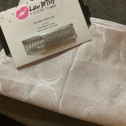 Pink Shower Curtain With Rings 