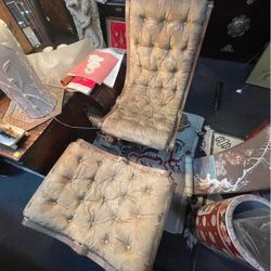 Japanese vintage silk Obi chair and Footstool