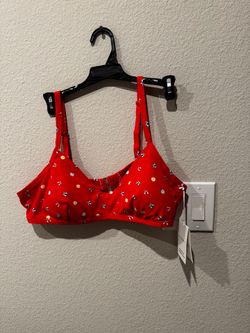 Free Assembly Red Polka Dot Bikini Swim Top XL B Cup Wide Adjustable Straps
