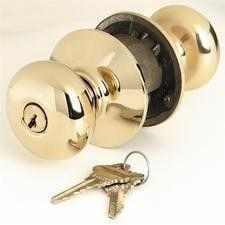 Plymouth Bright Brass Keyed Entry Door Knob, by Schlage