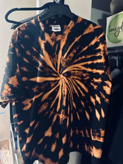 Black and Orange Bleach Tie-Dye T-Shirt XL
