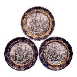 3 Vintage Limoges Gilded Scenic Plates (Aprile & Marzo)