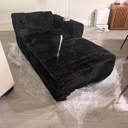 Oversized Boneless Cloud Chaise Lounge, Corduroy Chair Plush Black Sofa Bed,Couch for Living Room.