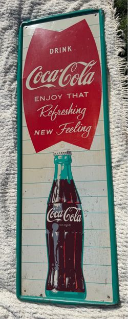 Coca-Cola Self-Framed Metal Sign w/ Fishtail Logo