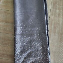 Fabric Shower Curtain With Beaded Crystals & Matching Hand Towels