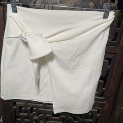 White Front Tie Skirt
