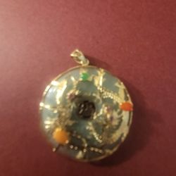 Pendant Dragon Jade, 14K  With Stones