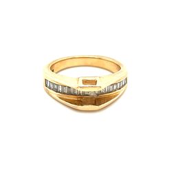14k Gold Baguette Ring (Missing Center Stone)