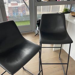 2 Bar-height Faux Leather Stools