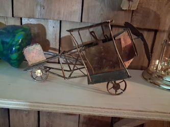 Vintage Home Decor; Crystal Holders, Wood Sculpture, Tea Set, Copper vehicles