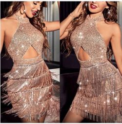 Gold Fringe Dress