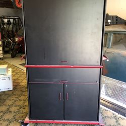 Locking media center with power