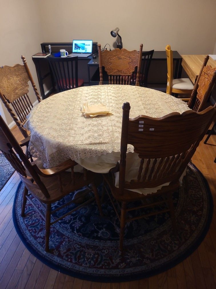 Antiques Table With 5 Chairs And China Cabinet ,$800