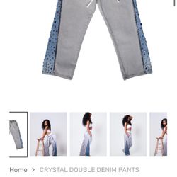 CRYSTAL DOUBLE DEMIN PANTS 