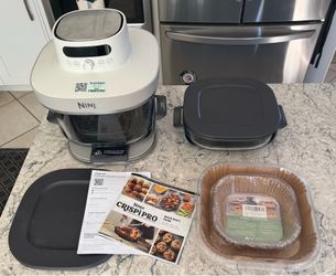 Ninja Crispi Pro Glass Air Fryer, 6-in-1, Bone, AS101LG Max crisp, air fry, bake, roast, recrisp, dehydrate, 1800W, 450F max, 6Qt, 2.5Qt containers